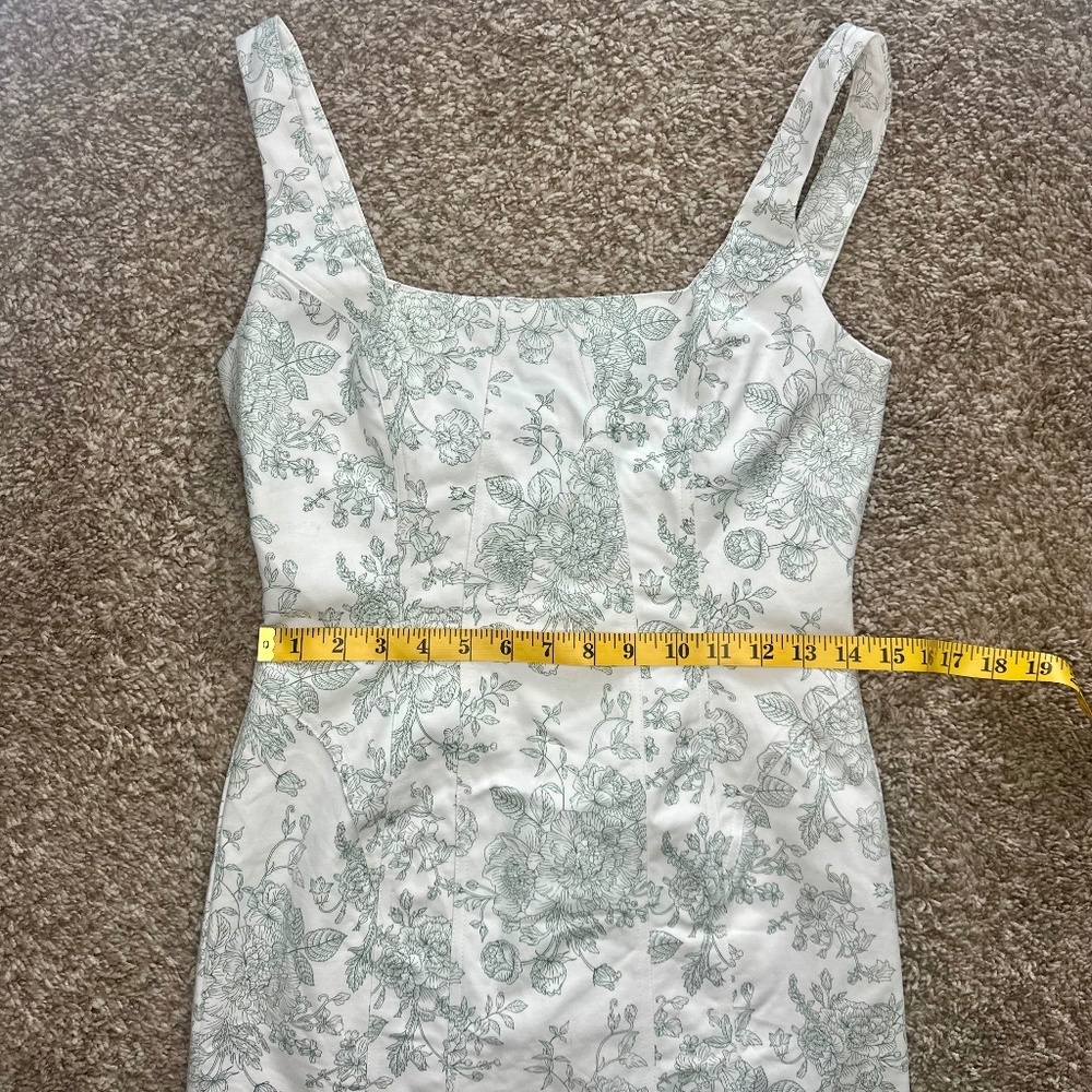 House Of Harlow, 1960 Green and White Floral Mini Dress, Size 8 - Picture 10 of 11